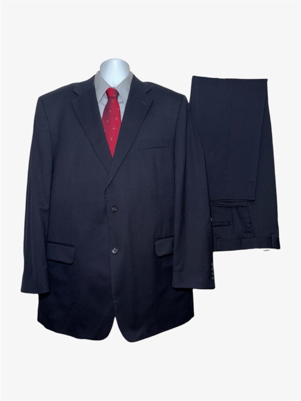 Joseph & Feiss Men's Dark Navy Suit with Red Tie